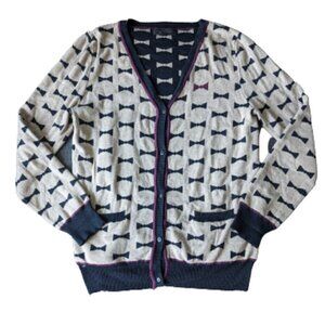 Corey Lynn Calter Neutral Bow Cashmere Cardigan Sweater